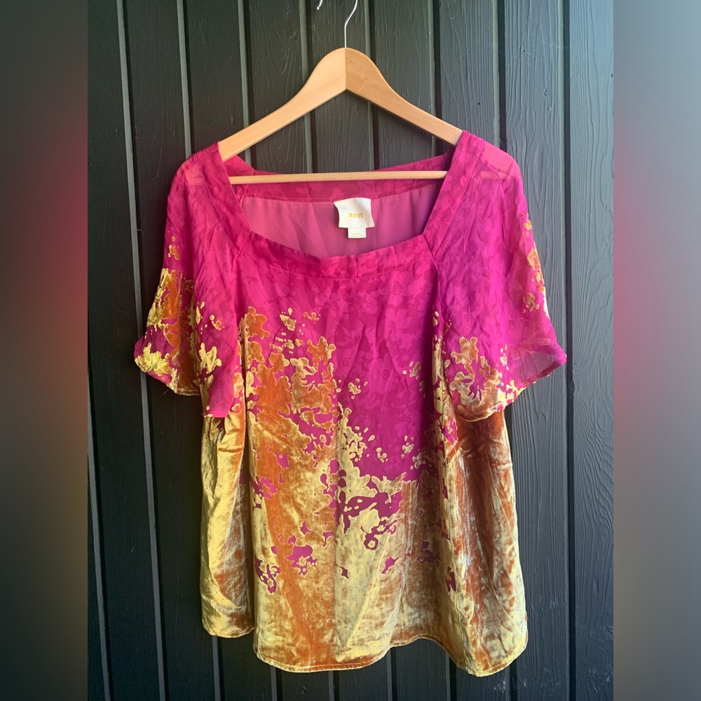 Anthropologie Maeve Velvet Blouse Size L